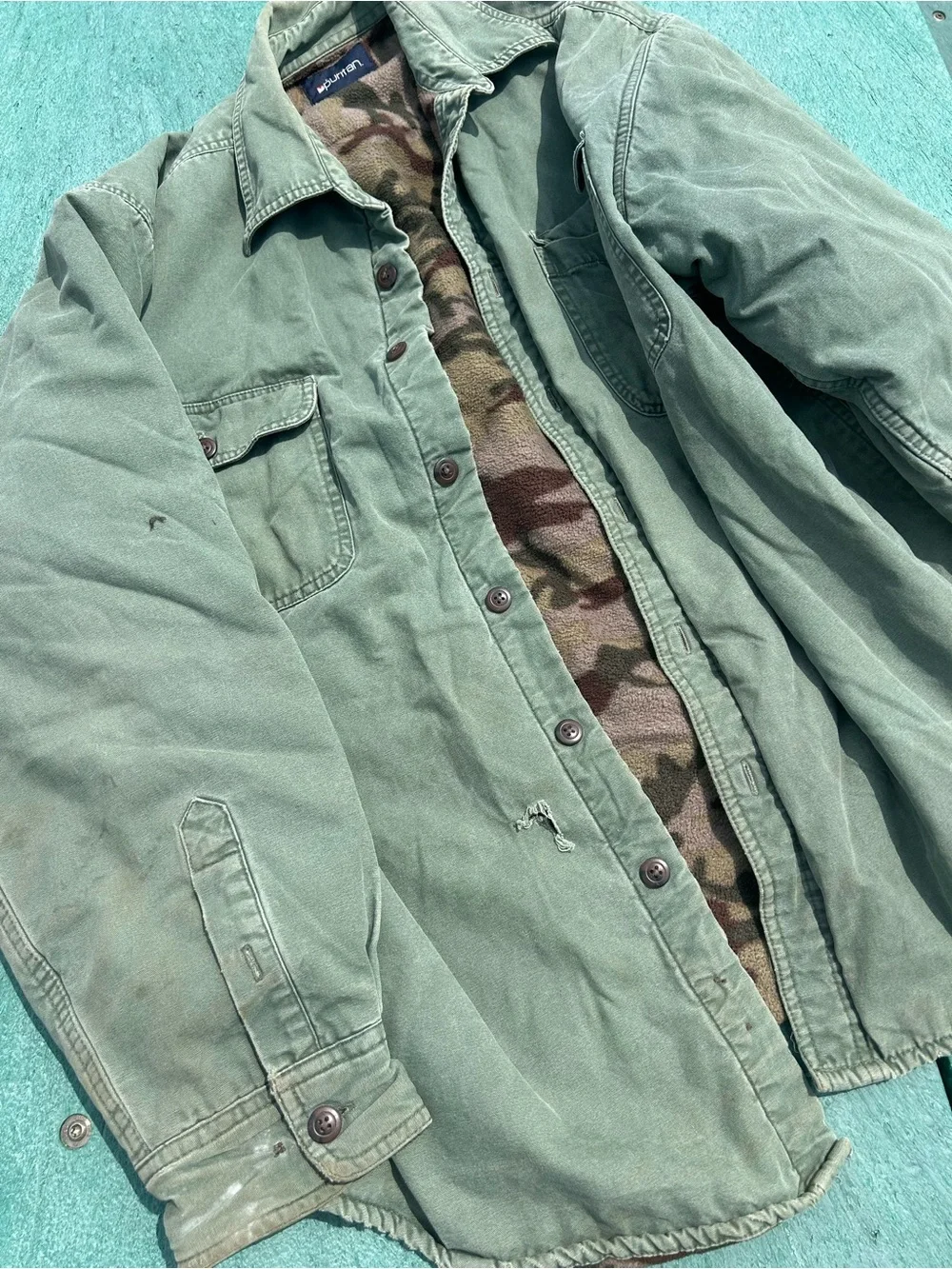 Puritan Olive Green Jacket with Camouflage Fleece Lining